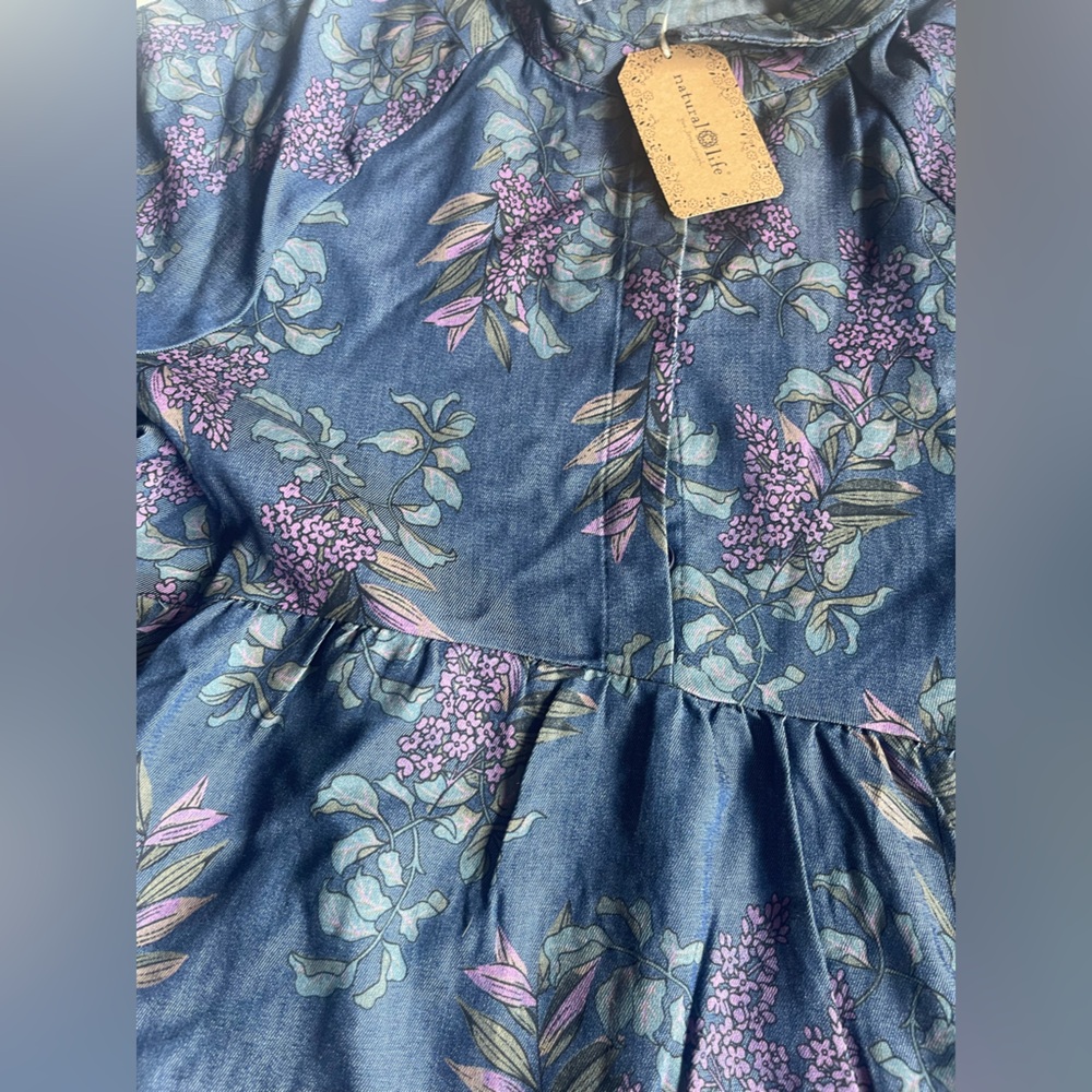 NATURAL LIFE Blue and Purple Midi Dress - Picture 3 of 5